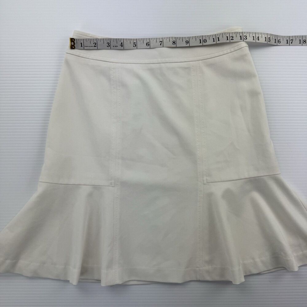 White House Black Market Ecru Ivory Flounce Hem Skirt Size 00 Lined Mini - Picture 10 of 10